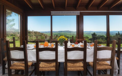 Podere Il Chiesino 8+2: Furniture, Interior Design, Wood, Table, Chair, Kitchen & Dining Room Table, Room, Ceiling, Dining Room, Eco Hotel