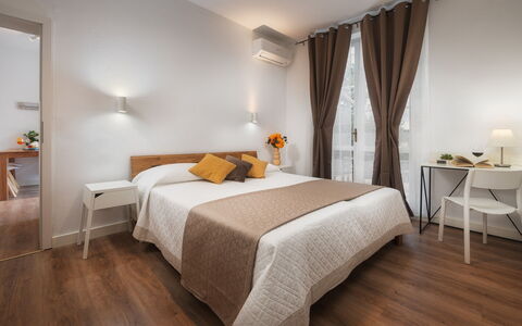 Villa Laconella 8+4: Interior Design, Furniture, Flooring, Floor, Room, Bed, Ceiling, Wood Flooring, Home, Bedroom