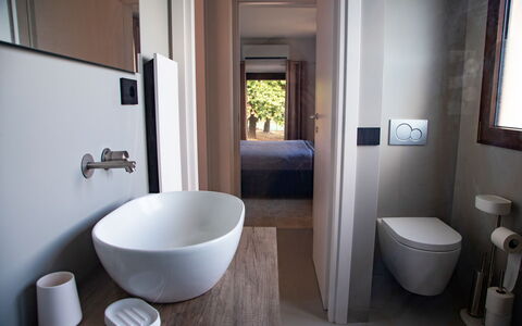 Terra di Siena 14: Bathroom, Plumbing Fixture, Bathroom Sink, Interior Design, Flooring, Floor, Wood, Sink, Tap, Toilet