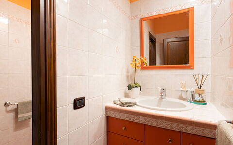 Villa Nikka 6: Bathroom Sink, Plumbing Fixture, Sink, Bathroom, Interior Design, Bathroom Cabinet, Flooring, Countertop, Tap, Floor