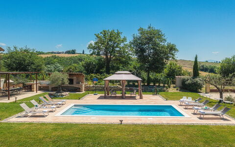 Villa Flaminia 8+2 -: Swimming Pool, Resort, Outdoor Furniture, Garden, Estate, Landscaping, Eco Hotel, Backyard, Umbrella, Shade