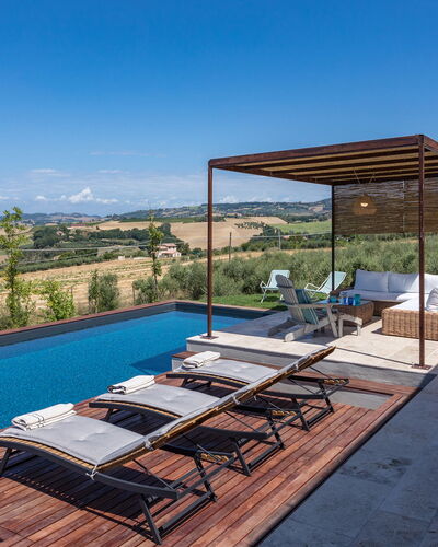 Casale the Place 6+2: Blue, Swimming Pool, Composite Material, Outdoor Furniture, Sunlounger, Estate, Chair, Design, Hardwood, Villa