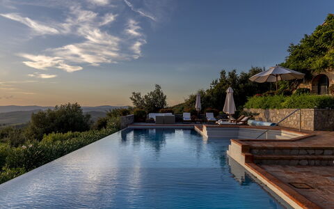 Scandelaia 12: Swimming Pool, Estate, Eco Hotel, Villa, Landscaping, Resort Town, Water Feature, Ridge, Resort, Evening