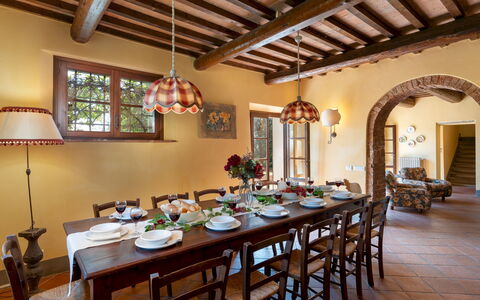 Villa Montefalconi 11: Furniture, Interior Design, Wall, Table, Flooring, Chair, Wood, Dining Room, Ceiling, Kitchen & Dining Room Table