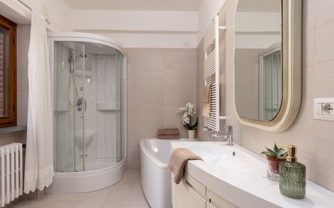 Villa Adisa 8: Bathroom, Interior Design, Plumbing Fixture, Flooring, Wall, Floor, Bathtub, Home, Bathroom Sink, Tap