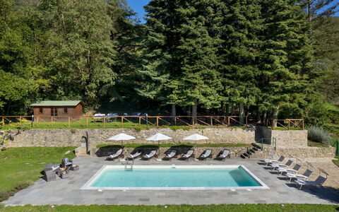Villa la Rassinata 8: Outdoor Furniture, Swimming Pool, Garden, Landscaping, Flagstone, Eco Hotel, Resort, Shade, Umbrella, Park
