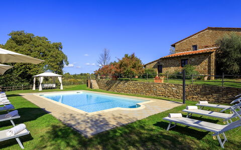 Villa le Tornaie 14: Swimming Pool, Garden, Estate, Lawn, Backyard, Landscaping, Outdoor Furniture, Hacienda, Yard, Farmhouse