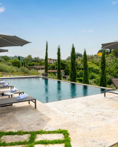 Villa Krisztina 10: Outdoor Furniture, Swimming Pool, Furniture, Chair, Umbrella, Sunlounger, Resort, Shade, Leisure, Garden