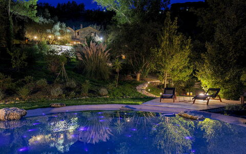 La Leopoldina 6: Blue, Water, Swimming Pool, Nature, Night, Landscape, Resort, Garden, Landscape Lighting, Water Feature