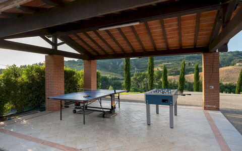 Podere Terranuova 10+2: Furniture, Table, Roof, Shade, Chair, Outdoor Furniture, Porch, Outdoor Table, Beam, Outdoor Structure