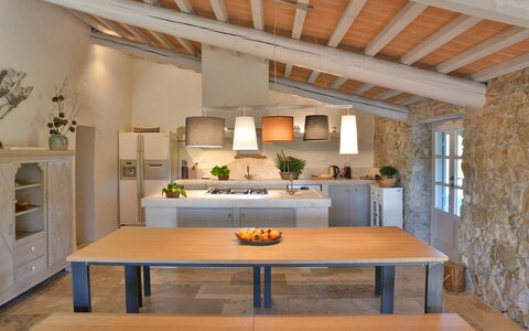 Casa la Pratellaccia 6+2: Furniture, Interior Design, Flooring, Wood, Table, Ceiling, Kitchen, Home, Floor, Light Fixture