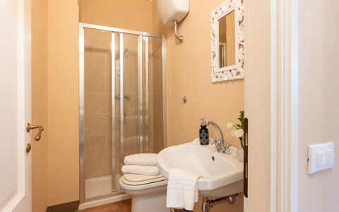 Villa Iole 14: Interior Design, Floor, Flooring, Plumbing Fixture, Room, Bathroom, Furniture, Lighting, Bathroom Sink, Plumbing