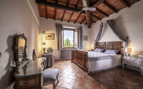 Podere Casanovina 12: Furniture, Wall, Interior Design, Flooring, Bed, Home, Bedroom, Lighting, Floor, Bed Frame