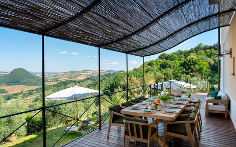Villa Francesca 10: Outdoor Furniture, Eco Hotel, Shade, Hill Station, Chair, Mountain Range, Outdoor Table, Kitchen & Dining Room Table, Balcony, Resort