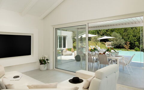 Villa Lunezia 6: Interior Design, Ceiling, Flooring, Floor, Home, Furniture, Couch, Living Room, Door
