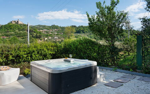 Villa Lunezia 6: Swimming Pool, Bathtub, Plumbing Fixture, Jacuzzi, Leisure, Water Feature, Flowerpot, Landscaping, Houseplant