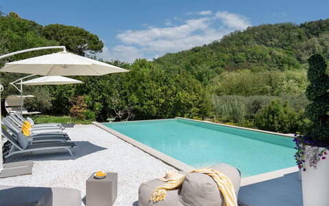 Villa Lunezia 6: Swimming Pool, Outdoor Furniture, Resort, Shade, Umbrella, Eco Hotel, Sunlounger, Chair, Landscaping, Garden