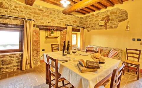 Podere Orietta: Property, Room, Building, Furniture, Interior Design, Dining Room, Table, Real Estate, Ceiling, House