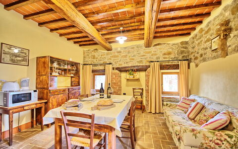 Podere Orietta: Room, Property, Building, Interior Design, Furniture, Ceiling, Living Room, House, Beam, Real Estate