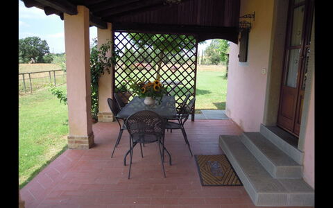 Fattoria la Gabola: Property, Patio, Room, Backyard, Building, Porch, Yard, House, Furniture, Outdoor Structure