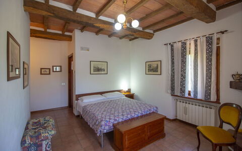 Casale Aiola: Furniture, Wood, Interior Design, Bed, Bedroom, Floor, Room, Ceiling, Flooring, Bed Sheet