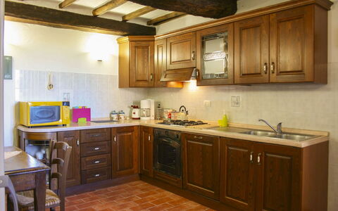 Borgo Antico: Kitchen, Kitchen Appliance, Countertop, Furniture, Cabinetry, Major Appliance, Interior Design, Wood, Flooring, Ceiling