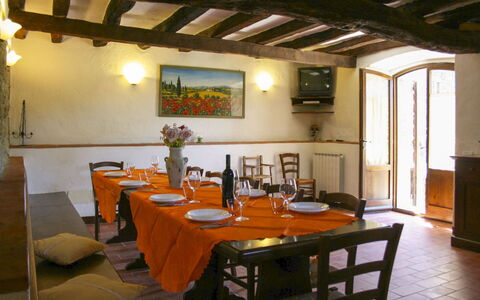 Borgo Antico: Furniture, Table, Interior Design, Ceiling, Dining Room, Kitchen & Dining Room Table, Chair, Lighting, Tablecloth, Room