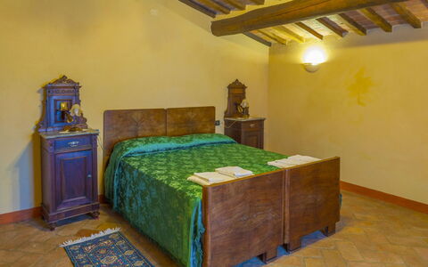 Casa la Primula: Furniture, Wall, Interior Design, Bedroom, Bed, Wood, Flooring, Floor, Room, Bed Sheet