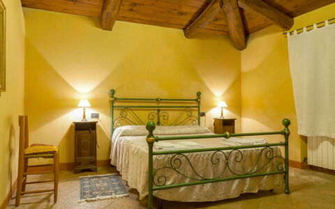 Casa la Primula: Furniture, Interior Design, Flooring, Bed, Floor, Bedroom, Room, Linens, Ceiling, Bed Frame