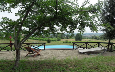 Swimming pool and solarium with fine river sand