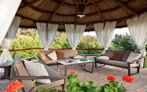 Villa Sant' Angelo: Property, Furniture, Room, Interior Design, Building, House, Patio, Table, Living Room, Shade