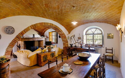 Villa Scianellone: Table, Property, Furniture, Couch, Wood, Interior Design, Chair, Plant, Living Room, Ceiling