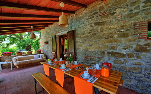 Villa Campogialli: Property, Building, Room, Interior Design, Real Estate, House, Furniture, Table, Brick, Brickwork