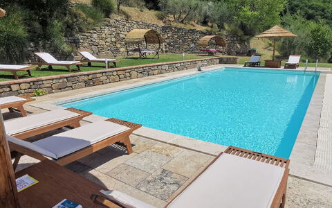 Villa Noceta: Water, Swimming Pool, Property, Plant, Building, Azure, Outdoor Furniture, Shade, Leisure, Chair