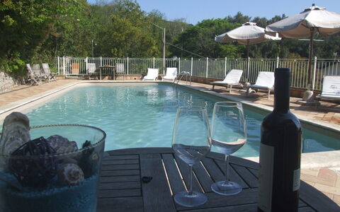 Villa Il Castagno: Water, Property, Swimming Pool, Azure, Plant, Tree, Outdoor Furniture, Bottle, Sky, Leisure