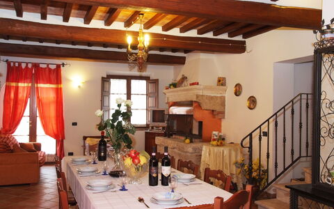 Casale Biancospino: Property, Room, Building, Ceiling, House, Beam, Interior Design, Furniture, Dining Room, Real Estate